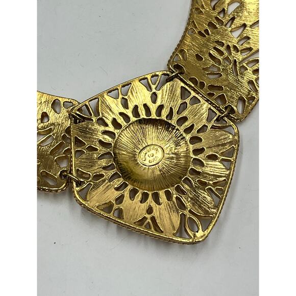JOSE MARIA BARRERA Avon Spanish Falling Leaves Statement Filigree Bib Necklace - Picture 7 of 10